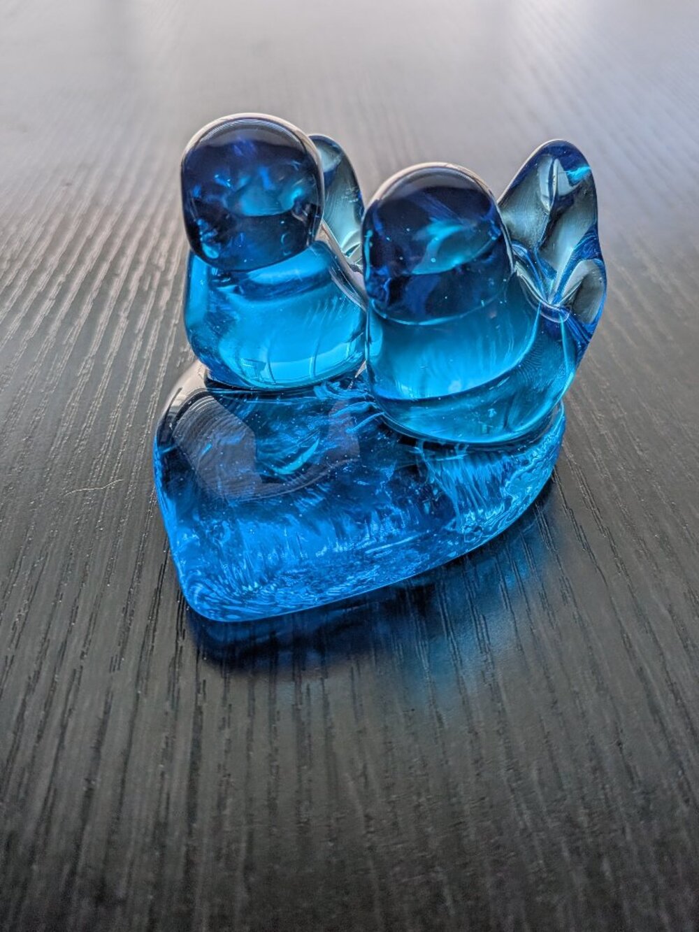 Vintage Leo Ward Signed Bluebirds of Happiness Art Glass Figurine